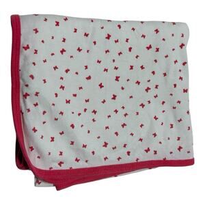 Carters Pink White Butterfly Jersey Baby Blanket Receiving Swaddle Cotton